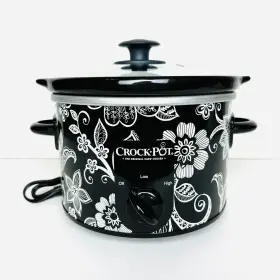 Scr250-bwf Crock-pot Rare Black And White Floral Flower Pattern 2.5 Quart Slow Cooker