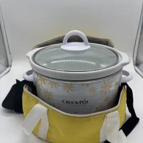 Scr252da Crock-pot Crockpot 2.5 Quart Daisy Patterned Tested And Working. With Carry Case