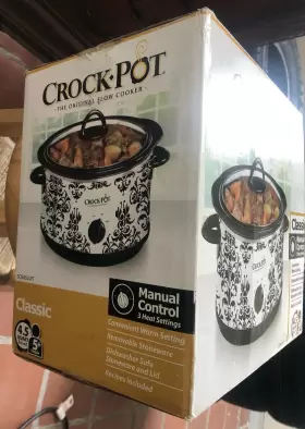 Scr450-pt Crock-pot Model Black And White Damask Pattern 4.5 Quart Slow Cooker #3