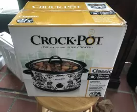 Scr450-pt Crock-pot Model Black And White Damask Pattern 4.5 Quart Slow Cooker