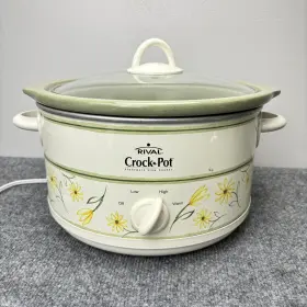 Scr500-gf-np Crock-pot Rival Stoneware Slow Cooker Scr500-gf 5 Quart With Lid Flowers Green Works #2