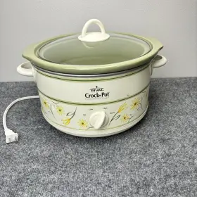 Scr500-gf-np Crock-pot Rival Stoneware Slow Cooker Scr500-gf 5 Quart With Lid Flowers Green Works #3