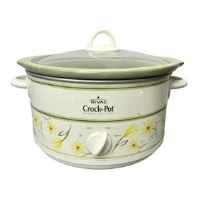 Scr500-gf-np Crock-pot Rival Stoneware Slow Cooker Scr500-gf 5 Quart With Lid Flowers Green Works