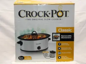 Scv603-sb Crock-pot Classic Slow Cooker 6 Quart Scv60-sb Chrome 3 Settings No Little Dipper