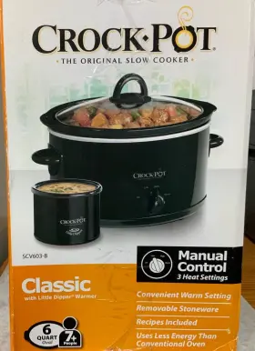 Scv603b Crock-pot Black The Original Slow Cooker Classic With Little Dipper Warmer