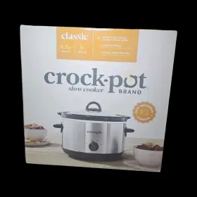 Crock-pot V24a4wg Crock-pot Classic 4.5 Quart Round Slow Cooker Silver/black Manual Warm 3-setting