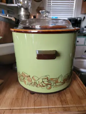 1212 Crockery Chef Vintage Crock Pot Green Ceramic Electric Slow Cooker Model H #2