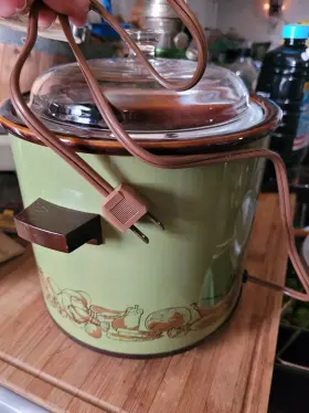 1212 Crockery Chef Vintage Crock Pot Green Ceramic Electric Slow Cooker Model H #3