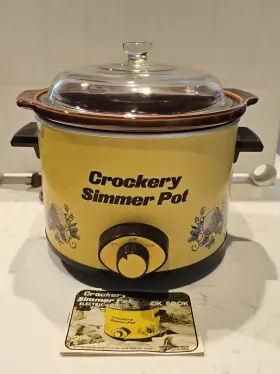 6016 Crockery Simmer Pot Vintage Chef Model #6016 Tested Crock With Mushroom D