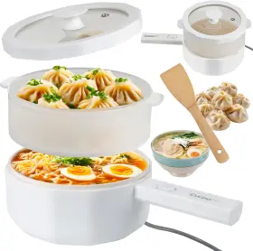 Cucinapro 726084855625 Multi Function 3 In 1 Hot Pot Cooker 1.5l - Electric Nonstick Dumpling Steamer