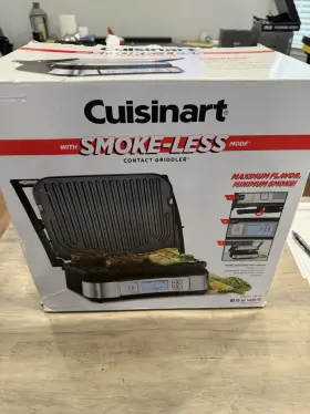 Gr-65 Cuisinart Cuisanart Smoke-less Contact Griddler With Lcd Screen And Dual Control Heat New Gr-65 Cuisinart Cuisanart Smoke-less Contact Griddler With Lcd Screen And Dual Control Heat New