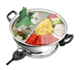 Jh-160b-30cm Cuisine Talent Jh-160b-30 Yongxin Electric Hot Pot With Divider 304 Stainless Steel 1400w