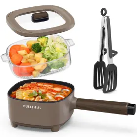 Cullinsss 762767010349 2l Hot Pot Electric With Steamer Portable Upgrade Honeycomb Nonstick Coating