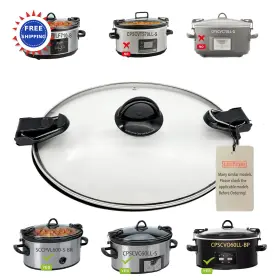 Jl10xxhd Cupsync Oval Glass Lid Compatible With Crock Pot 6 Quart Slow Cooker Measure To Match