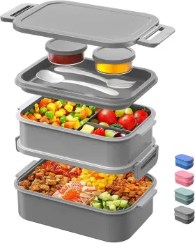 2-grey Dacool Kd106 Adults Lunchbox Bento Box - 74 Oz All-in-one Stackable Lunch