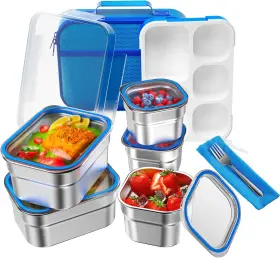 2-blue Dacool Kds-01 Lunch Box Stainless Steel Bento For Kids Adults Leakproof Bpa-free