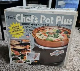 Dcp640 Dazey Vintage 6 Quart Chefs Pot Plus Crock Cooker Fryer Steamer Nib Dcp640 Dazey Vintage 6 Quart Chefs Pot Plus Crock Cooker Fryer Steamer Nib