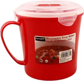 Dependable Industries Inc. Essentials 097958066752 Microwave Soup And Stew Maker Mug Noodles Steamer Red