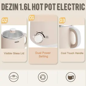 Dezin 715802988356 Electric Pot 1.6l Ramen Cooker Hot Stainless Steel Multifu #2