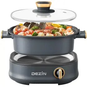 D4-hg-xk3003 Dezin Electric Shabu Pot - 3l Non-stick Hot With Dual-power Control Temp