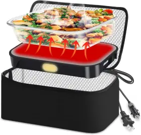 X-jing10 Dosevita Portable Microwave Food Warmer 12v/24v/110v 3-in-1 Car Black