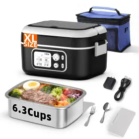 Drafin012 Drafin 762483443209 Cordless Electric Heated Lunch Box For Adults Xl 6.3-cups 24000mah Black