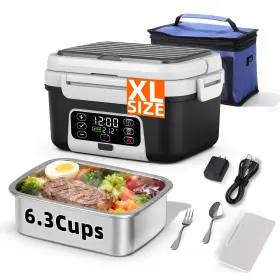 6.3-cups Drafin 762483443247 Xl Cordless Electric Heated Lunch Box For Adults 20000mah Black