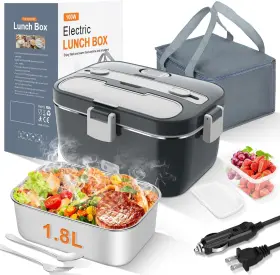 Ml-1801 Dupasu Electric Lunch Box Food Warmer 100w Heated Light Grey Charcoal