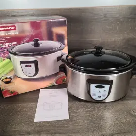 Md-tcb50c Durabrand 5 Quart Portable Slow Cooker Crockpot With Box-tested And Works