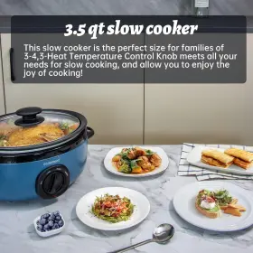 Eamoment 081904732938 3.5 Quart Slow Cooker Black Uniform Heating Non Stick Pot Aluminum Makes You #2