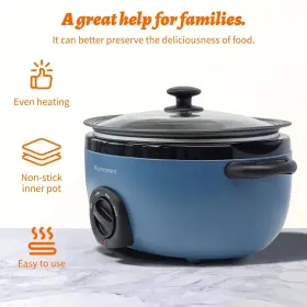 Eamoment 081904732938 3.5 Quart Slow Cooker Black Uniform Heating Non Stick Pot Aluminum Makes You #3