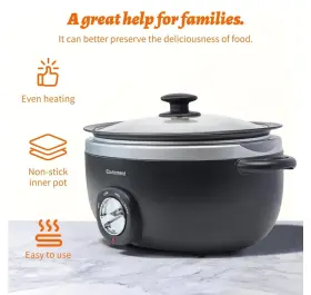 B0cjn4vwrb Eamoment Slow Cooker 6 Quart Black Uniform Heating Non Stick Pot Aluminum 6.5