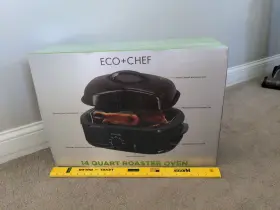 Ec-14ro-b Eco-chef 14 Quart Turkey Roaster Oven With Removable Enamel Pan And Ss Rack Black Nib