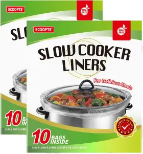 Ecoopts 445052126132 Slow Cooker Liners Disposable Cooking Bags Large Size Pot Fit 4qt