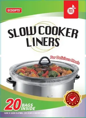 Ecoopts 706825583253 20 Count Disposable Slow Cooker Liners And Cooking Bags Extra Large Size Fi