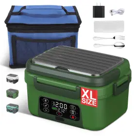 Edcreaty011 Edcreaty 762483442530 Cordless Electric Heated Lunch Box 1.5l - 6.3 Cups 20000 Xl Blackish Green