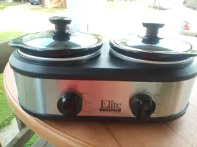 Elite Cuisine Ewmst-325 Dual Slow Cooker 2-crock 2.5 Quart Stainless 3-setting