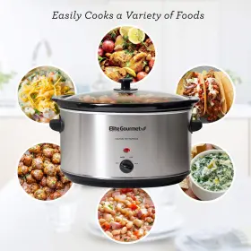 Elite Gourmet 021112795004 Stainless Steel Slow Cooker Dishwasher-safe With Tempered Glas #3