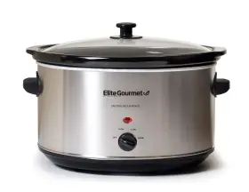 Elite Gourmet 021112795004 Stainless Steel Slow Cooker Dishwasher-safe With Tempered Glas