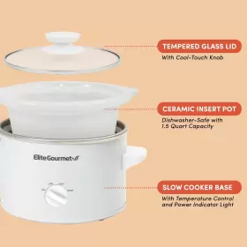 Mst-250xw Elite Gourmet 717056115908 Slow Cooker Ceramic Pot Adjustable Temp Entrees Sauces Ste #2