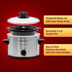 Mst-250xs Elite Gourmet 717056121855 Slow Cooker Ceramic Pot Adjustable Temp Entrees Sauces St #2
