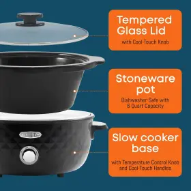 Mst-1234b Elite Gourmet 717056131205 Mst-1234b## 6 Quart Diamond Pattern Slow Cooker Removable Dis #3