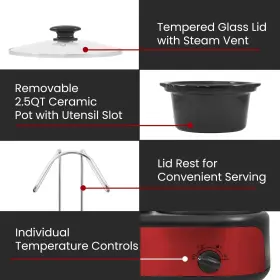 Ewmst-325r Elite Gourmet 717056132707 Maxi-matic Triple Slow Cooker Buffet Server Adjustab #3