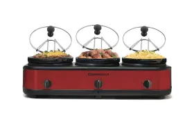 Ewmst-325r Elite Gourmet 717056132707 Maxi-matic Triple Slow Cooker Buffet Server Adjustab