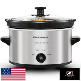 B014iyc6au Elite Gourmet Mst-275xs 2- Quart Oval Electric Slow Cooker Stainless Steel Glass Lid