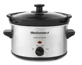 Mst-275xsx Elite Gourmet 2 Quart Slow Cooker Stainless Steel Mini Oval Crock Pot Portable Kitchen Appliance