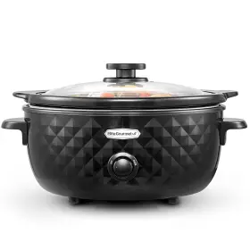 Mst1234bx Elite Gourmet Diamond Pattern Slow Cooker Removable 6 Quart Charcoal Black