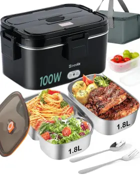 Lunchbox-1.8l-b Eocolz 721545582133 Electric Lunch Box Food Heater 100w Warmer With Large Black