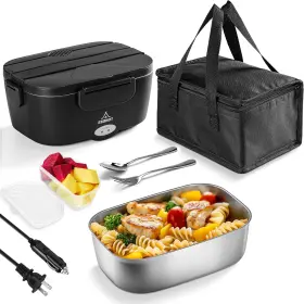 X-jing06 Esohot Electric Lunch Box 80w Heated Lunchbox For Adults 1.5l 12/24/110v Food Black