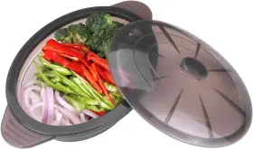 Euchoiz 725714267357 Microwave Steamer Cooker Collapsible Bowl-silicone Large Black
